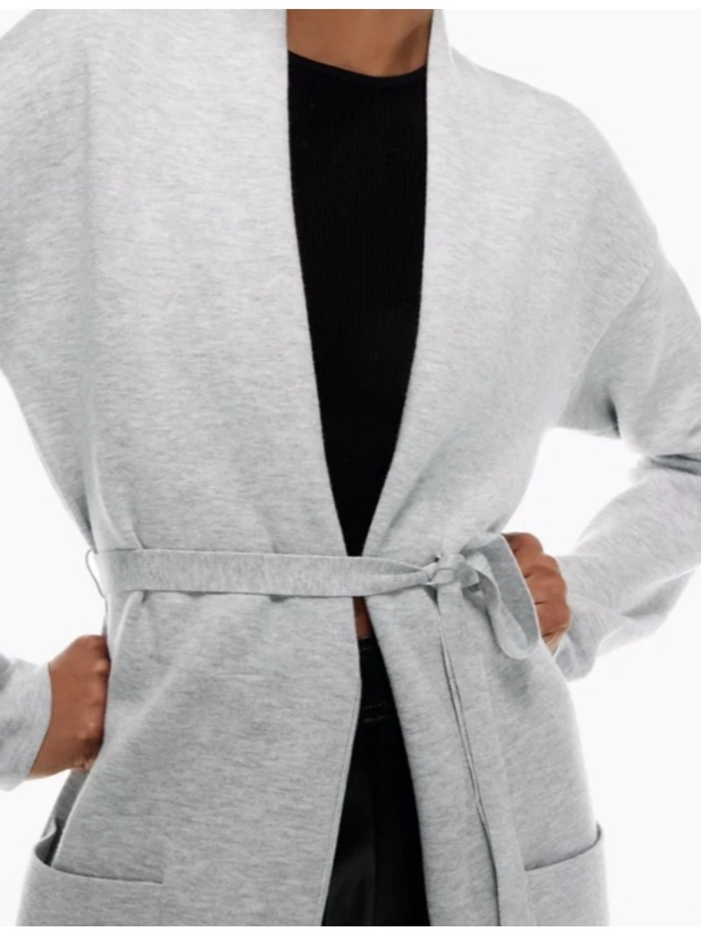 Aritzia Light Gray Belted Ty Cardigan